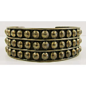 Vintage Taxco Sterling Silver Studded Three Row Bead Bracelet